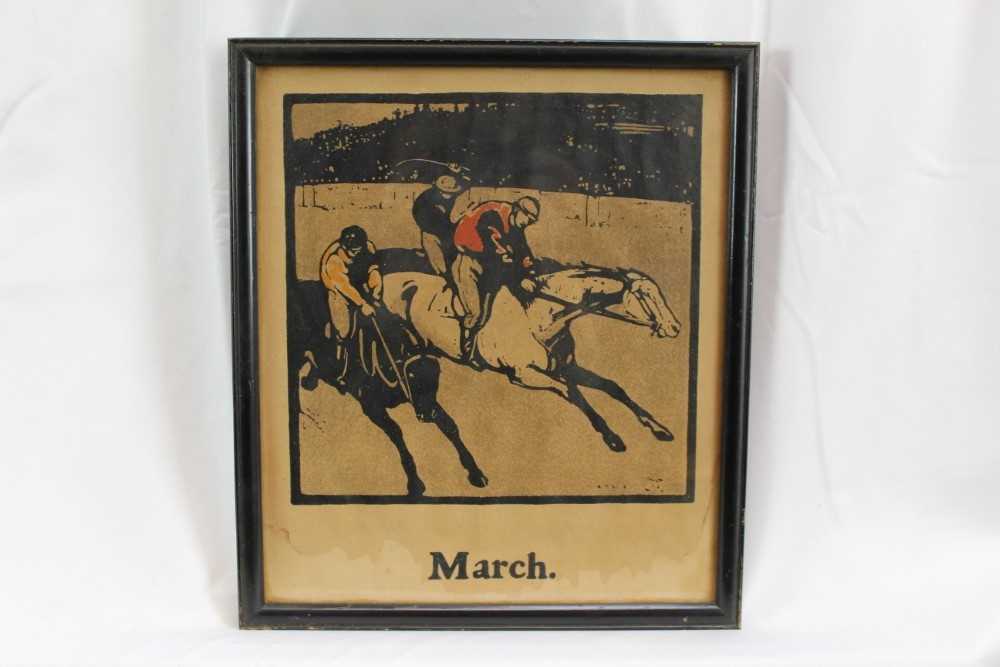 Sir William Nicholson (1872-1949) nine coloured lithographs - Sports as Months of the Year, January - Image 3 of 10