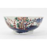 Liverpool round bowl, painted in Chinese style, circa 1770
