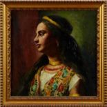 Late 19th century Orientalist School oil on canvas - portrait of a Sicilian Beauty, apparently unsig