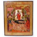 Icon of the Dormition of The Virgin 18th Century Russian polychrome painted icon