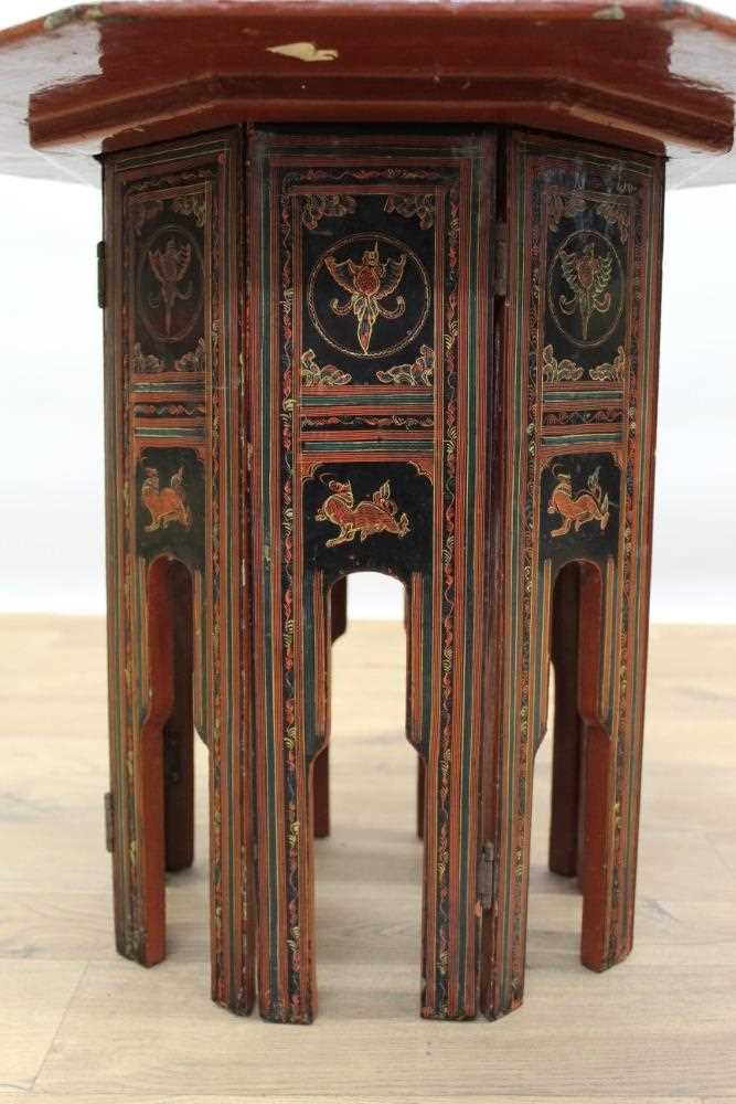 Kashmir lacquered occasional table with octagonal top on folding base - Image 4 of 8