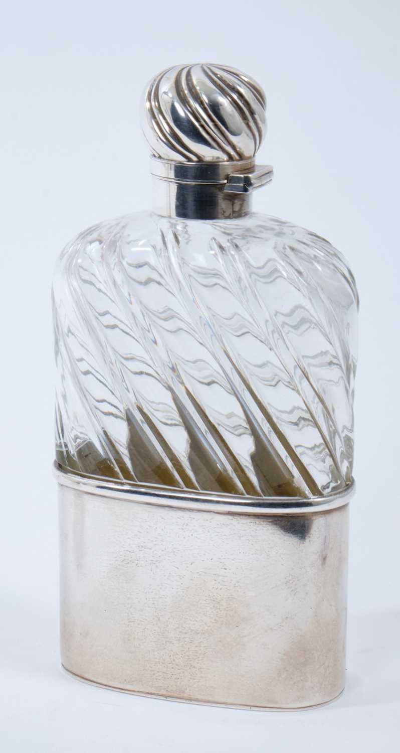Victorian silver mounted cut glass spirit flask