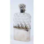 Victorian silver mounted cut glass spirit flask