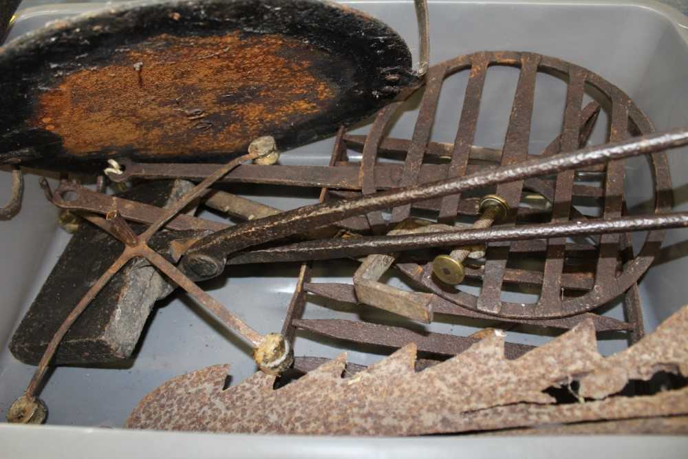 Collection of antique wrought iron fireside equipment - Image 2 of 6
