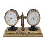 Late Victorian-style combination desk clock and barometer