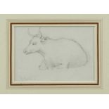 Manner of John Constable pencil drawing - a cow, bearing signature, in glazed gilt frame