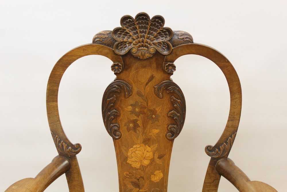 George I style walnut and inlaid crook arm elbow chair - Image 6 of 9