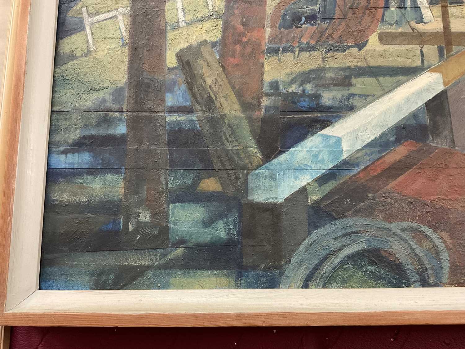 Henry Collins (1910-1994) oil and collage on board, Tollesbury harbour scene, signed and dated ‘87 - Image 15 of 19