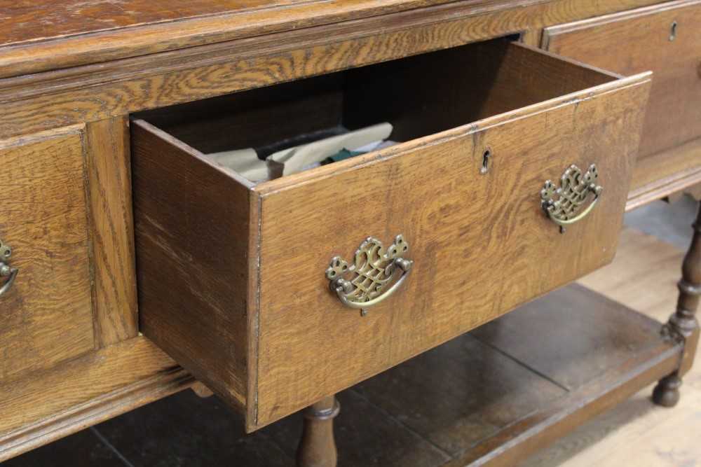 18th century-style oak two height dresser with three drawers to base - Image 5 of 9