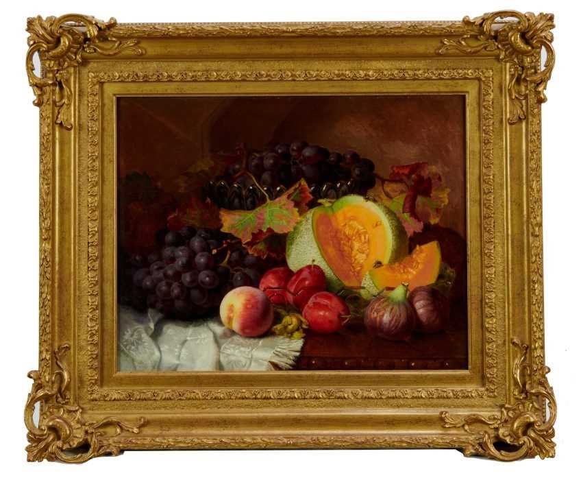 Eloise Harriet Stannard (1829-1915) oil on canvas, still life of melons and grapes
