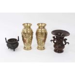 Four various Japanese bronze vases