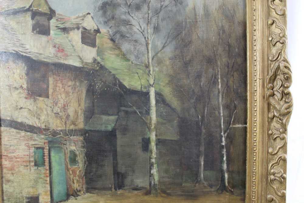 Alfred Frederick William Hayward (1856-1939) oil on canvas - Barn at Low Farm, Elsworrh provenance - - Image 8 of 12