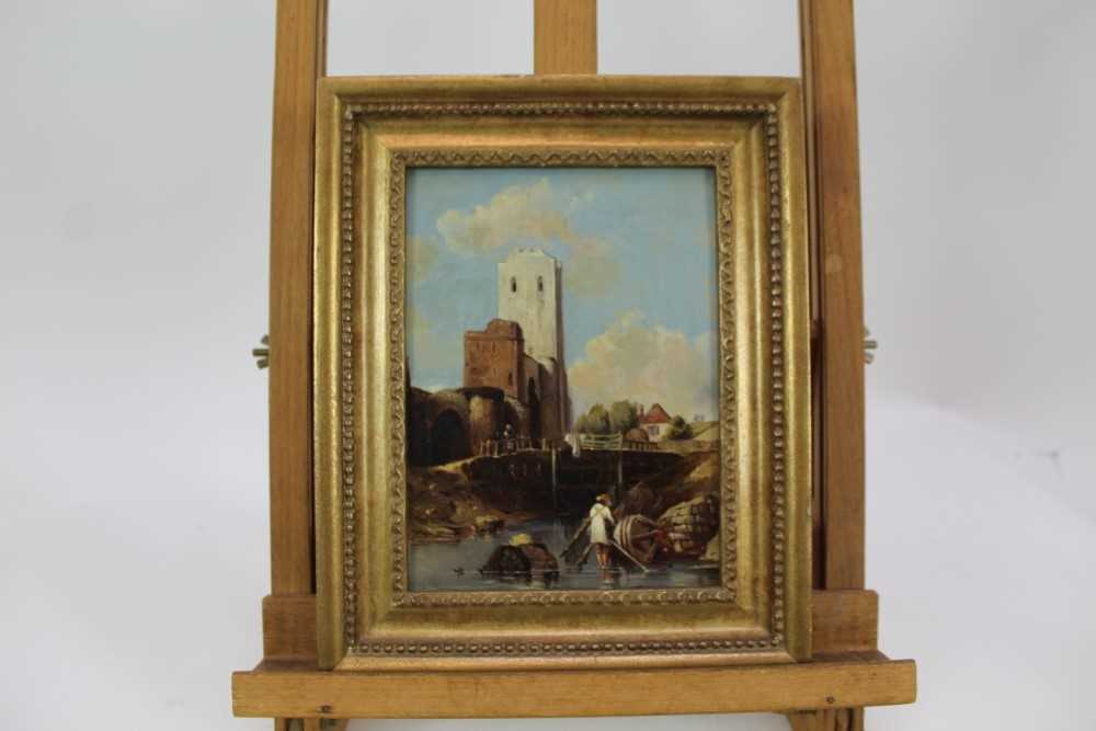 Clarkson Frederick Stanfield oil on canvas ? Castle, label verso. - Image 2 of 10