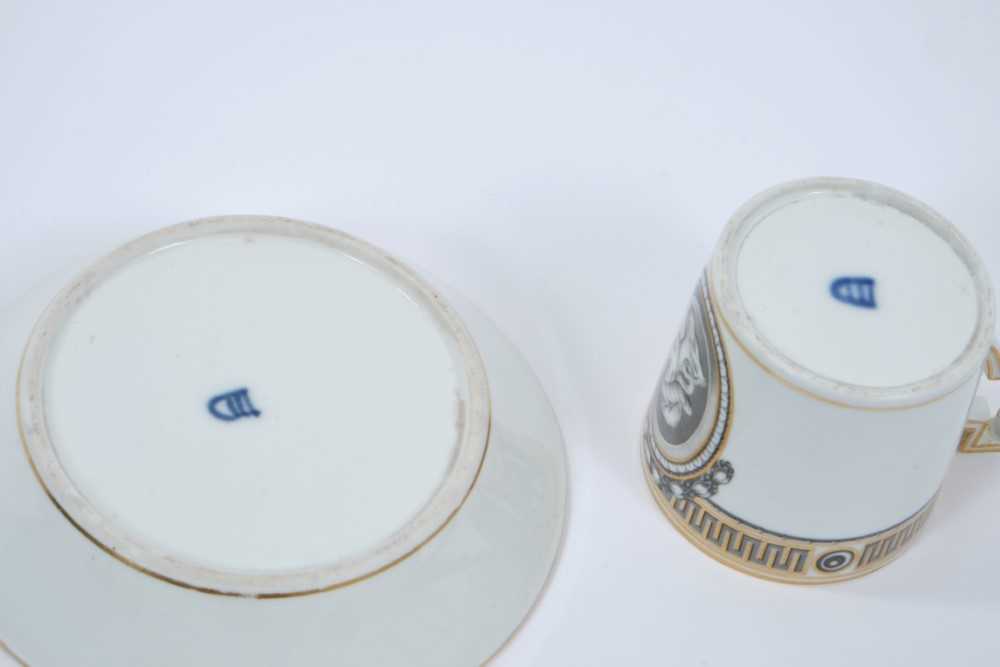 Vienna coffee can and saucer, circa 1780, painted en grisaille with a portrait in profile, the edge - Image 5 of 6