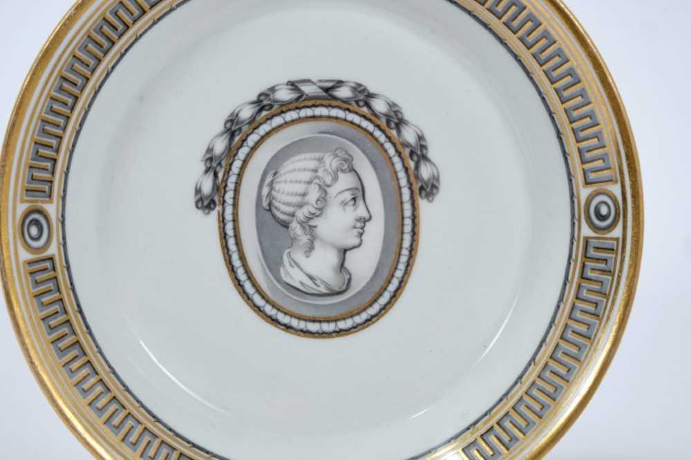 Vienna coffee can and saucer, circa 1780, painted en grisaille with a portrait in profile, the edge - Image 4 of 6