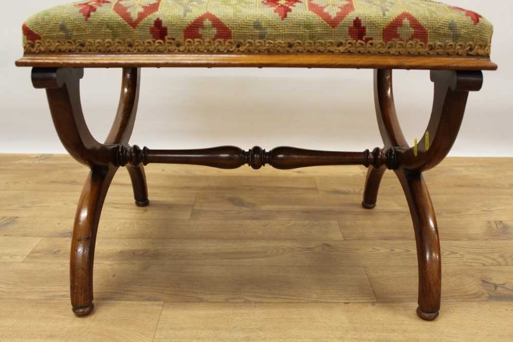Late Regency rosewood X-frame stool - Image 3 of 4