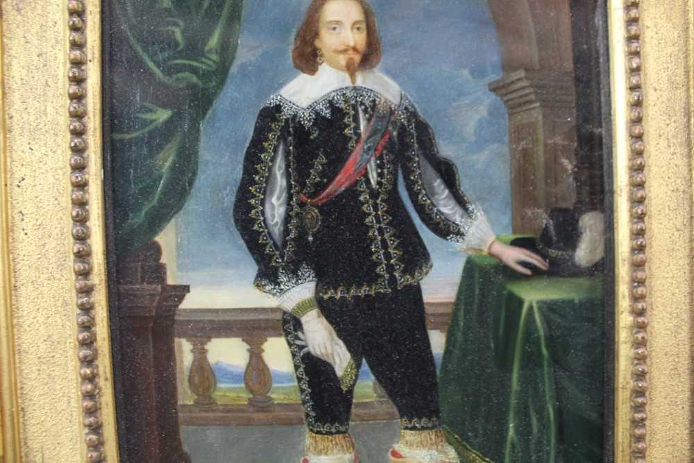 Charles I portrait oil on panel - Image 5 of 9