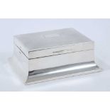 1920s silver cigarette box of rectangular form, wood lined interior and hinged cover