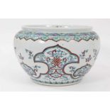 20th century Chinese porcelain jardinière decorated in the Doucai style with foliate patterns
