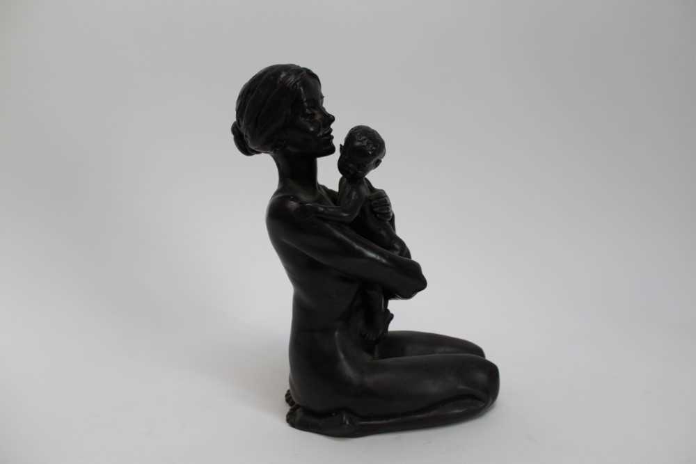 Tom Greenshields (1915-1994) limited edition bronzed resin figure, Kneeling Mother, signed, 30cm hig - Image 2 of 6