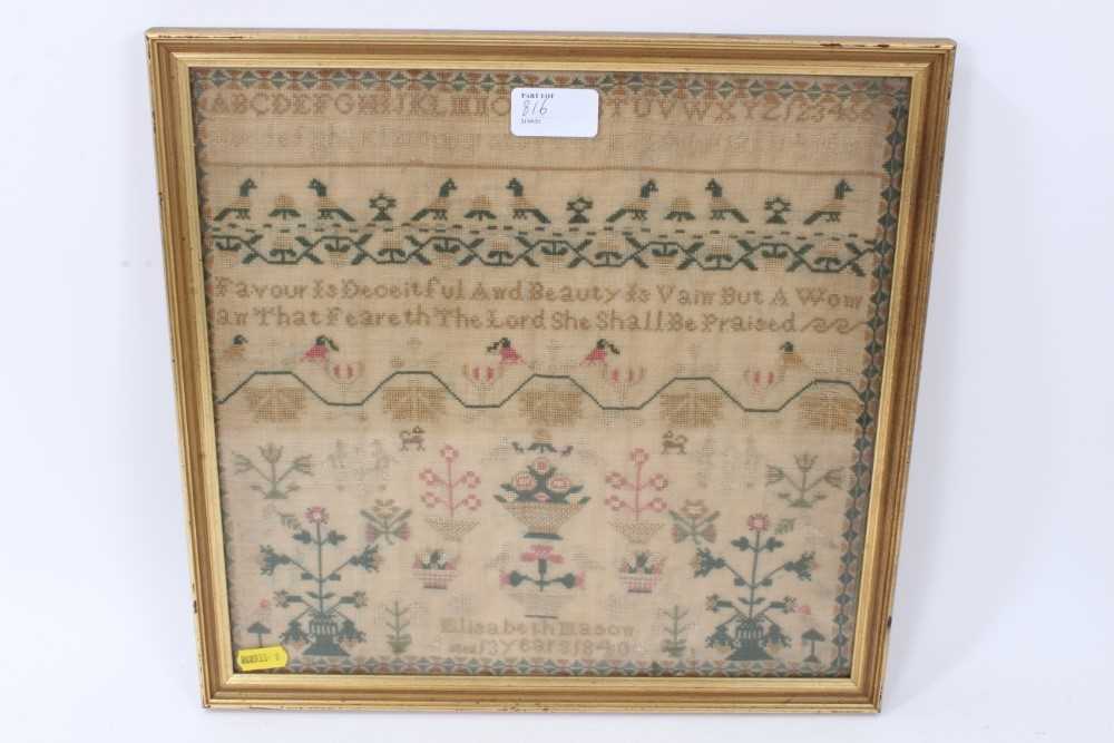 Early Victorian sampler by Susannah Canham Aged 13 1838, depicting a stag and flora, another dated 1 - Image 5 of 13