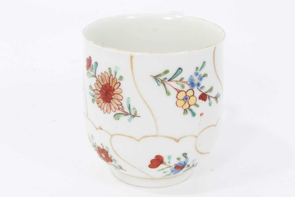 Worcester coffee cup, circa 1770, painted with flowers with wavy gilt borders, 5.75cm high - Image 2 of 5