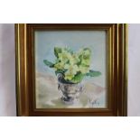 *Anna Airy (1882-1964) - oil on board - Primroses 21cm x 19.5cm