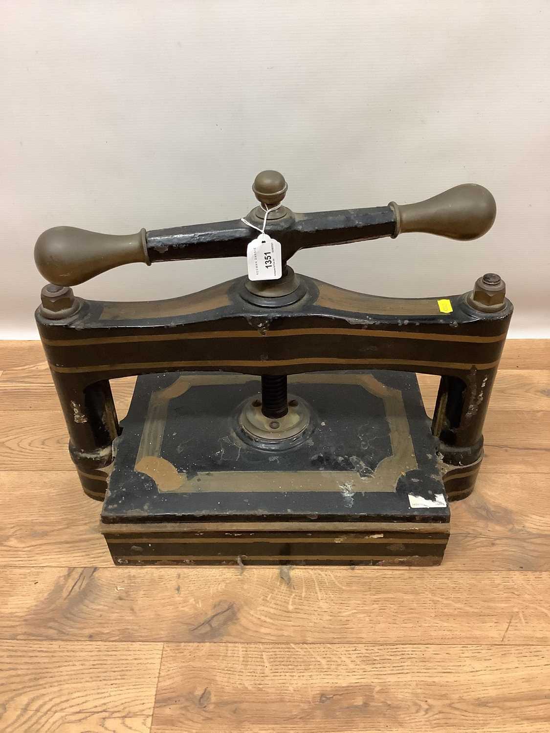 Victorian brass mounted book press with gilt decoration