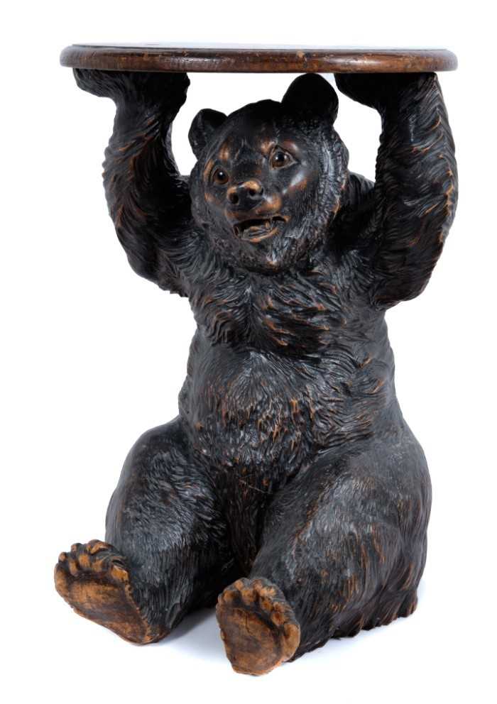 Late 19th / early 20th century Black Forest carved linden wood bear occasional table