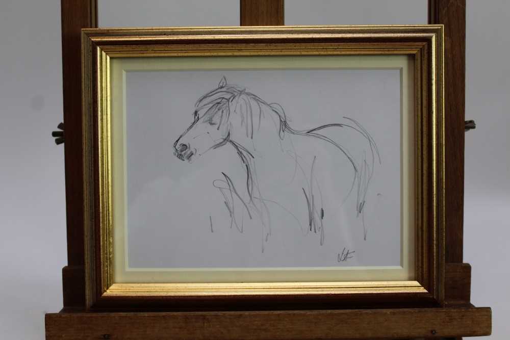 Lesley Fotherby (b.1946) pencil drawing - Pony Hovering Hopefully, initialled, in glazed gilt frame, - Image 2 of 4