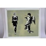 Blek Le Rat (b.1951) signed limited edition screenprint - Diana and the Angel, 79/100, in glazed fra