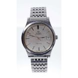 1970s Gentlemen's Omega Genève stainless steel wristwatch in box with original guarantee dated 1976