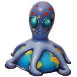 Alien by Sue Guthrie – Friendly alien octopus character, with purple skin and spots, on planet Earth