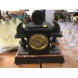 Victorian black slate mantel clock