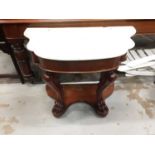 Victorian mahogany washstand with shaped marble top, on cabriole front supports with undertier, 92cm