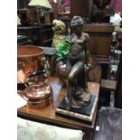 Bronze of young woman in swimming costume - signed Louis Martin on slate and marble socle