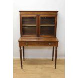 Good quality 19th century Sheraton revival vitrine cabinet on stand, the twin glazed doors enclosing