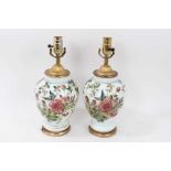 Pair of 19th century opaline glass vases converted to table lamps