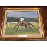 D. Prina, oil on canvas painting of Triptych, winner of the 1987 Coronation Cup, together with a fur