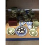 Quantity of Wedgwood Jasper ware, including trinket pots, dishes and vases