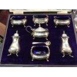 Silver Walker & Hall cruet set in fitted case