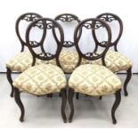 Set of five Victorian balloon back chairs