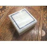 Art Deco Onyx cigarette box with Lapis inlay and silver hinge