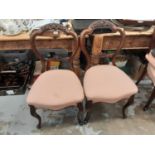 Set of Six Victorian carved Balloon back dining chairs