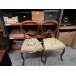 Pair of Victoriab mahogany chairs with tapestry seats on cabriole legs