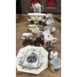 Royal Worcester Evesham 6 place coffee set, together with a pair of Davidson cloud glass candlestick