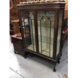 1930s mahogany display cabinet on claw and ball feet