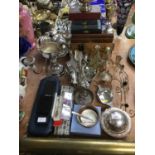 Group of silver plated items and cutlery