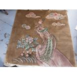Chinese wash rug decorated with ho ho bird, 123cm x 130cm