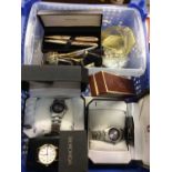 Two Zurich sports watches and Sekonda wristwatch, all boxed, together with pens, pipe and sundries